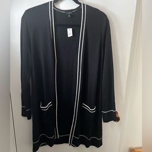 NEW TALBOTS PETIT BLACK OPEN CARDIGAN SWEATER